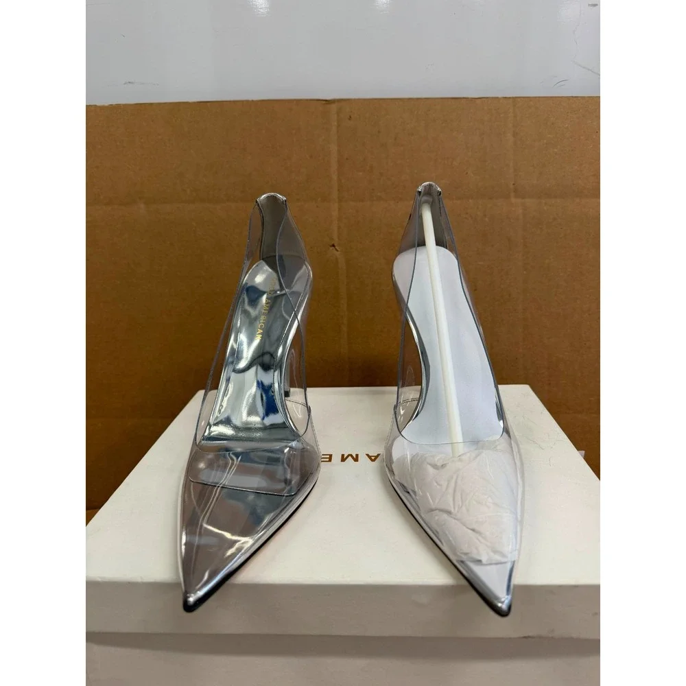 Good American Stiletto Heel Pointed Toe Clear Cinderella Pumps Size 11 US